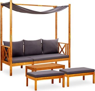 vidaXL Vidaxl - Banco De Jard&iacute;n Con Mesa Y Reposapi&eacute;s Madera De Acacia Macizoa