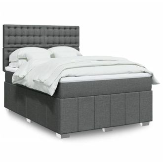 vidaXL Vidaxl - Cama Box Spring Con Colch&oacute;n Tela Gris Oscuro 140x200 Cm