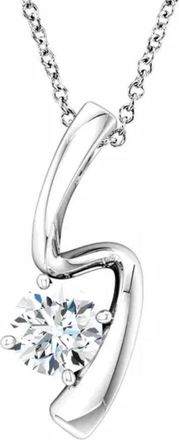 Pompeii3 1/2ct Solitaire Round Moissanite 10k White Gold Pendant & Chain Womens Jewelry