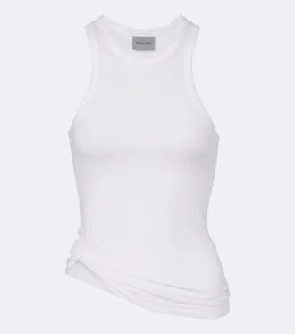 Balenciaga Logo gathered cotton jersey tank top
