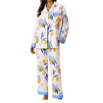 Generic Pyjamas for Women 2 Piece Outfits Womens Fashion Lounge Nightwear Cotton-Like Ladies Pyjamas Sleep & Lounge Women Skin-Friendly Casual Classic Leisure