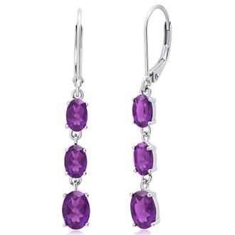 MAX + STONE Gemstone Oval Shape Dangle Earrings in 925 Sterling Silver (1.5)