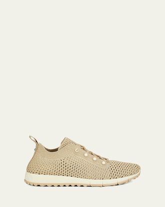 Jimmy Choo London Veles Crochet-Knit Low-Top Trainers