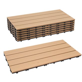 Vingo Swanew Piastrelle Per Terrazza In Wpc 60x30 Cm, Piastrelle Per Balcone Da 2 Mq, Piastrella A Clic, Teak, 12 Pezzi