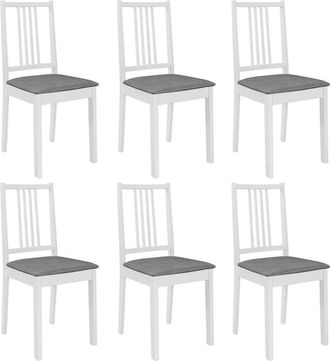 vidaXL Vidaxl - Sillas De Comedor Con Cojines 6 Unidades Madera Maciza Blanca