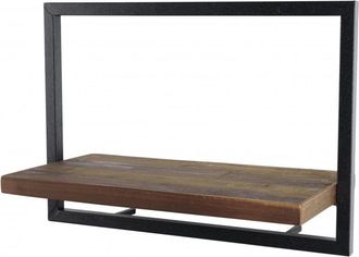 Macabane Estantería de pared M de teca reciclada marrón y metal negro 50 cm