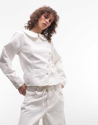 Reclaimed Vintage Giacca stretta in vita bianca-Bianco