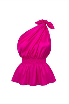 Monica Nera Demi Silk Top In Fuchsia