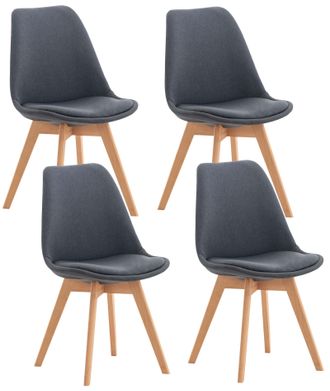 Clp Clp - Set De 4 Sillas De Comedor Linares Gris Oscuro Tela