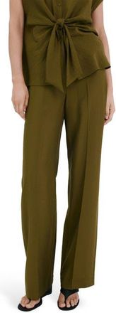 Mango Mid Rise Straight Leg Pants in Green at Nordstrom, Size 10