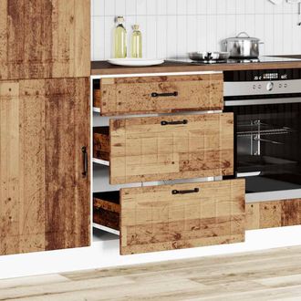 Berkfield Home Kitchen Base Cabinet Lucca Old Wood Engineered Wood in Brown