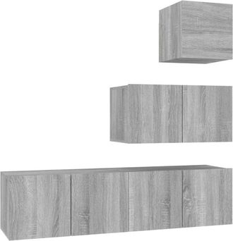 vidaXL 4 Piece tv Cabinet Set Grey Sonoma Engineered Wood Vidaxl