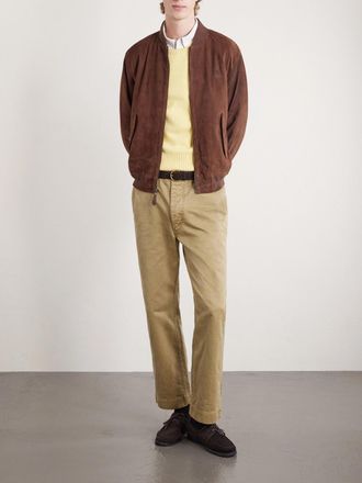 Polo Ralph Lauren Logo-Embroidered Suede Bomber Jacket