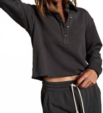 perfectwhitetee Vinny Collared Sweatshirt In Vintage Black