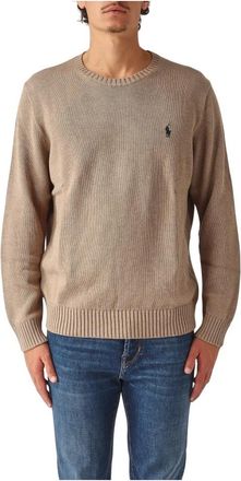 Polo Ralph Lauren Crew Neck Pullover - Heren - Ronde hals truien - Bruin - L - Katoen - Truien & Vesten
