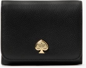 Kate Spade New York Womens Kayla Pebbled Leather Small L-Zip Wallet - Black - One Size