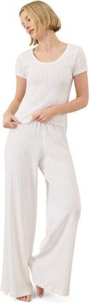 Pact Organic Cotton Pointelle Wide Leg Pant in White at Nordstrom, Size Xx-Large