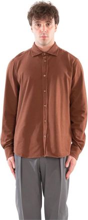 Circolo 1901 Zacht Jersey Shirt met Kasjmier Touch - Heren - Casual Overhemden - Bruin - XL - Kasjmier - Overhemden