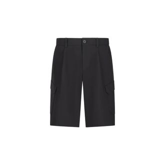 Herno Casual Shorts, male, Black, Size: XL Pleat-detail Cargo Shorts