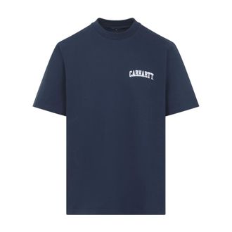 Carhartt Work in Progress Carhartt Wip, T-Shirts, male, Blue, Size: XL Short Sleeves University Script T-Shirt