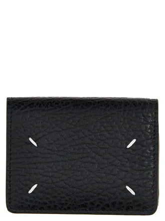 Maison Margiela Grain Leather with Stitching Detail Wallet - Black