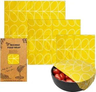 OEM Juego De 3 Pa&ntilde;os De Cera Abeja Alimentos Elegante Estampado Geom&eacute;trico L&iacute;neas Amarillas Tres Tama&ntilde;os S/m/l, Envase Reutilizable Sin Pl&aacute;stico Pan