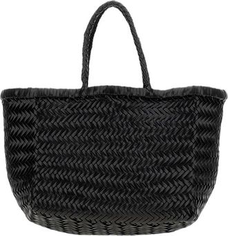 Dragon Diffusion Woven Leather Bamboo Tote Bag with Double Handles