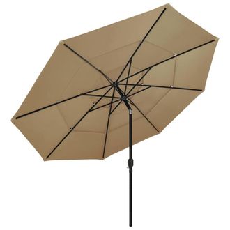 Berkfield Home 3-Tier Parasol with Aluminium Pole Taupe 3.5 m in Beige