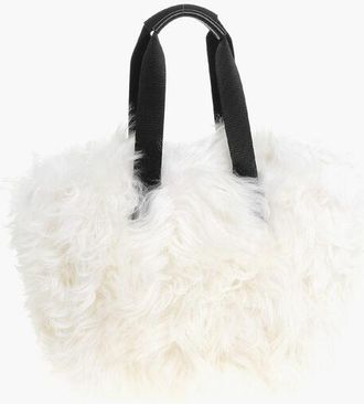Moncler GRENOBLE APRES-SKI Real Fur Tote Bag with Leather Inserts size Unica