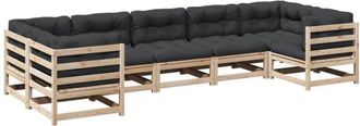 vidaXL Set De Sof&aacute;s Jard&iacute;n 7 Pzas Con Cojines Madera Maciza Pino Vidaxl