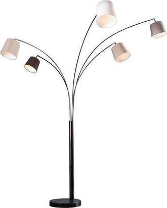 Global Interiors Flexible Stehlampe Levels 120 x 205 cm mit Marmorsockel - Schwarz/Grau/Weiss