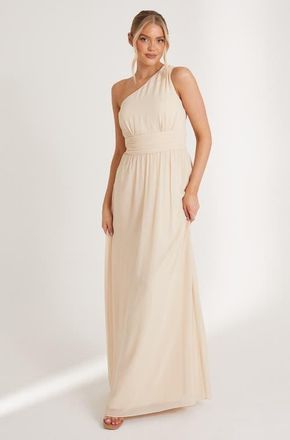 Six Stories One Shoulder Chiffon Bridesmaid Dress in Cream at Nordstrom, Size 8