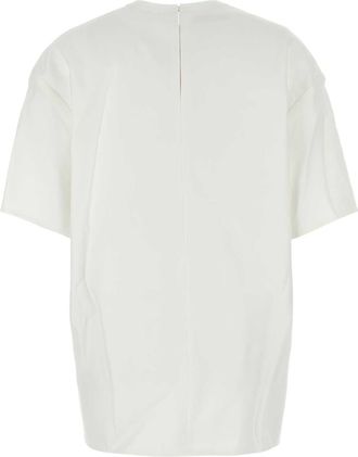 Valentino Garavani Womens White Cotton Blend T-Shirt Bianco Exteiror: Nylon T-shirts And Polos
