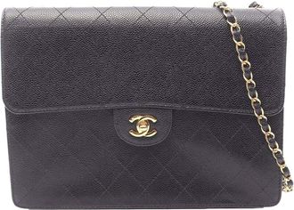 Chanel Black Caviar Leather Matelasse Shoulder Bag (Authentic Pre-Loved)