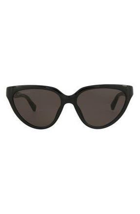 Balenciaga 56mm Cat Eye Sunglasses in Black Black Grey at Nordstrom Rack