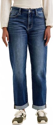 Judy Blue Billie Mid Rise Boyfriend Jeans In Dark Blue