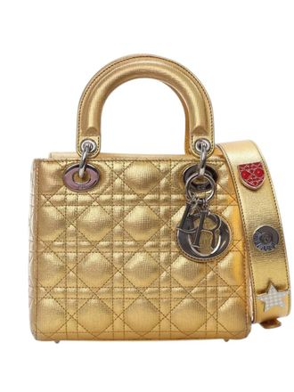 Dior 2016 Small Metallic Grained Calfskin Cannage My ABCDior Lady Dior satchel - Gold