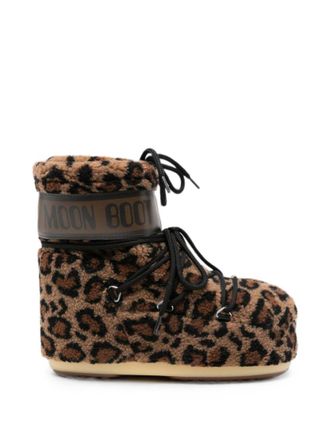 Moon Boot Leopard Print Lace Up Boots