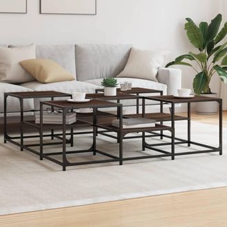 vidaXL Vidaxl - Mesa De Centro Madera De Ingenier&iacute;a Roble Marr&oacute;n 121x121x40 Cm