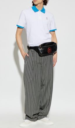 Versace Polo With Embroidered Logo, Mens, White