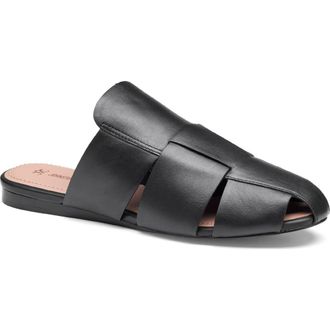 Johnston & Murphy Claire Leather Fisherman Mule Sandal in Black Nappa Leather at Nordstrom, Size 7.5