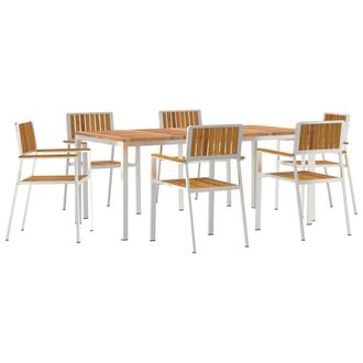 Berkfield Home 7 Piece Garden Dining Set Solid Wood Acacia in Brown