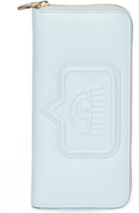 Chiara Ferragni Blauwe Eyelike Ritsportemonnee - Dames - Portefeuilles - Blauw - ONE Size - Leer - Accessoires
