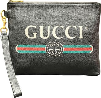 Gucci Black Leather Clutch Bag (Pre-Owned)