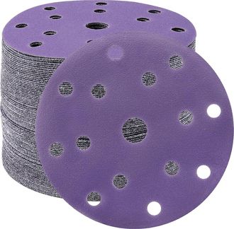 OEM Discos Abrasivos De 150 Mm, Papel De Lija De Grano 220, 50 Piezas, 15 Agujeros, Discos De Lijado Para Lijadoras Orbitales Aleatorias (morado)