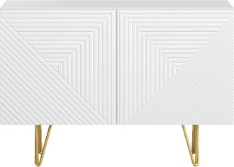 Miliboo Miliboo - Aparador De Dise&ntilde;o Blanco Y Dorado Con 2 Puertas 107 Cm Ozen