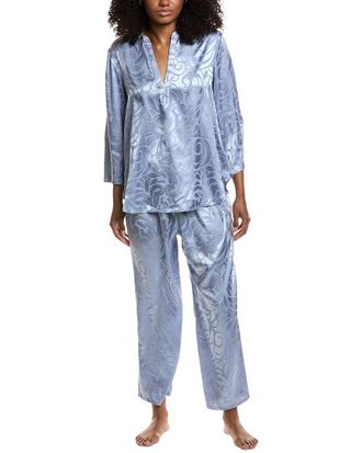 Natori 2Pc Scroll Satin Jacquard Pajama Set