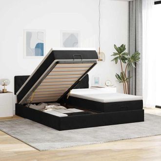 vidaXL Vidaxl - Estructura De Cama Otomana Colchones Terciopelo Negra 160x200cm
