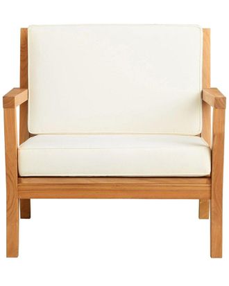 Linon Cannon Teak Outdoor Arm Chair with Cushions