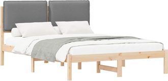 vidaXL Estructura De Cama Con Cabecera Tapizada Marr&oacute;n Y Gris Claro Vidaxl